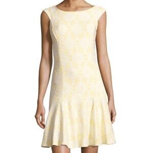 NWT Nanette Lepore Yellow Lace Dress Sz 4 Drop Waist Mini Short Cap Sleeve
